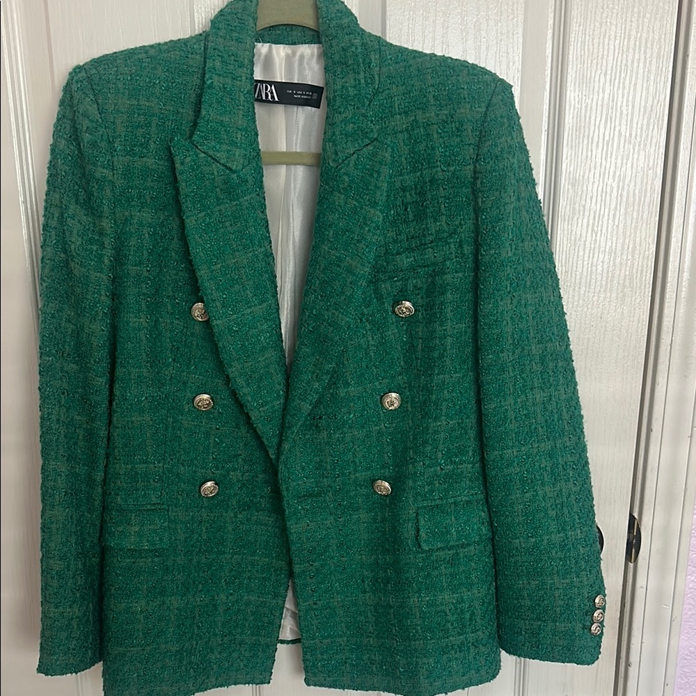 Green Double-Breasted Blazer